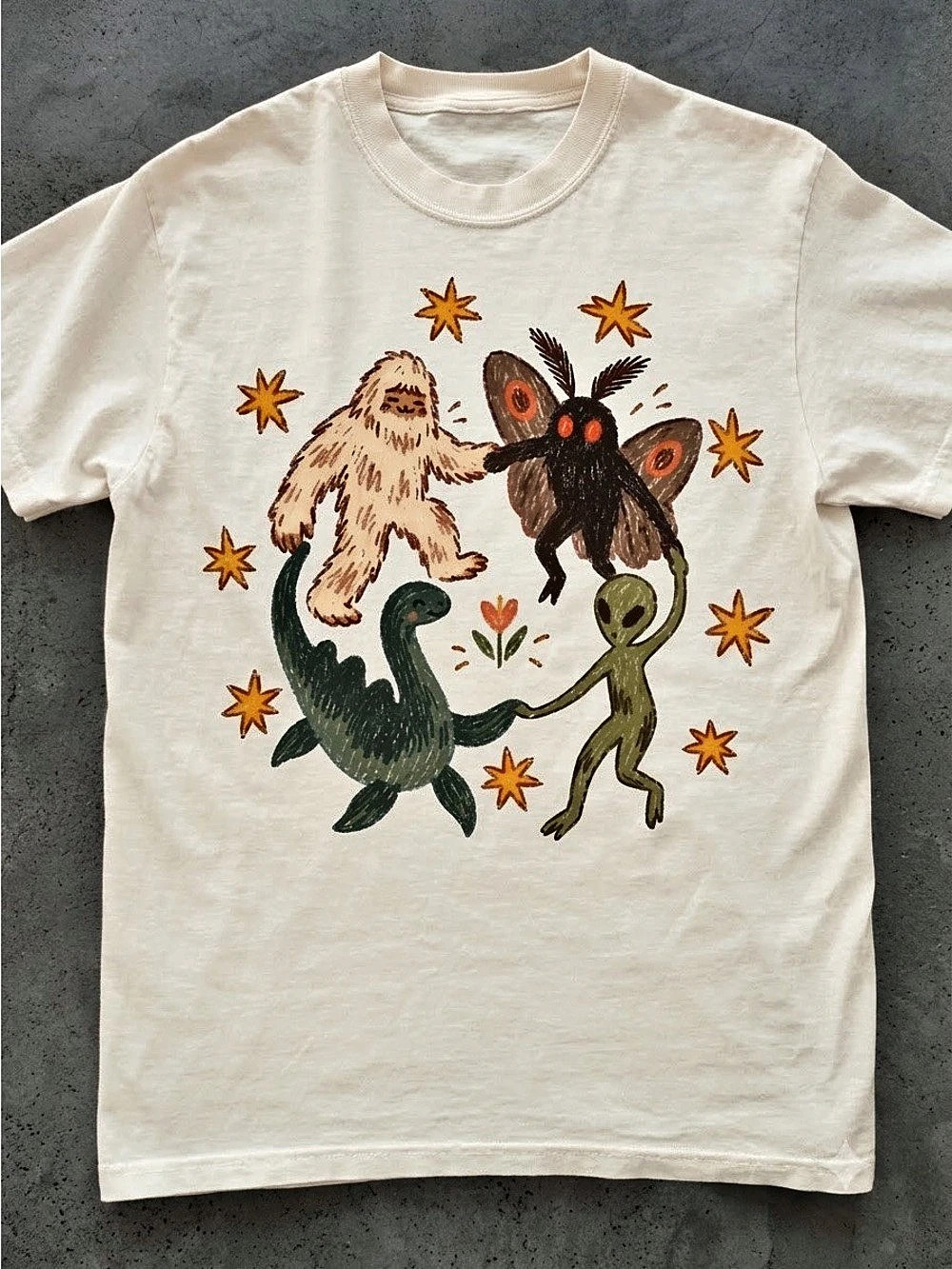 Dancing Cryptids Graphic Tee, Bigfoot Mothman Alien Tee, Halloween Gift